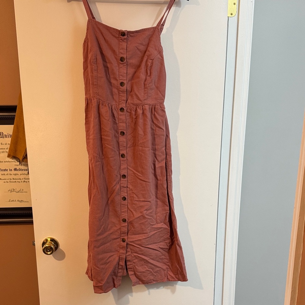 Old Navy Dusty Rose Button-Front Midi Dress